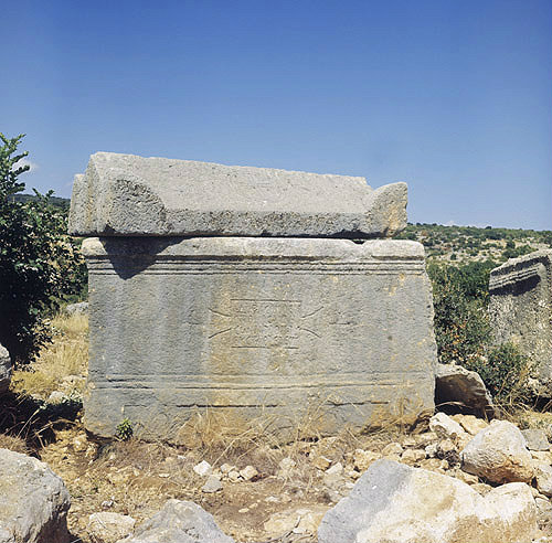 Christian sarcophagus dating from fourth or fifth century AD, ancient Elaiussa Sebaste, Turkey